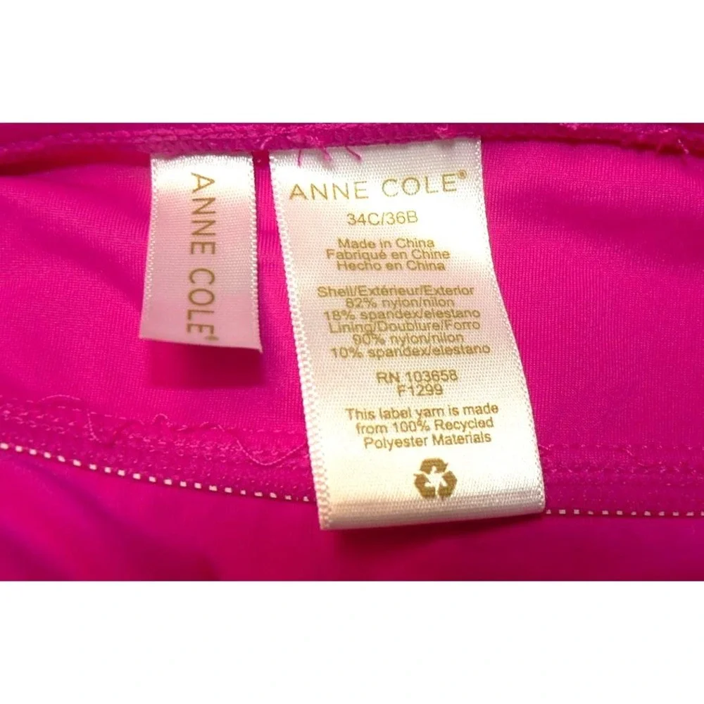 Anne Cole Women's‎ Shirred Underwire Tankini Swim Top in Hibiscus Pink 34C/36B